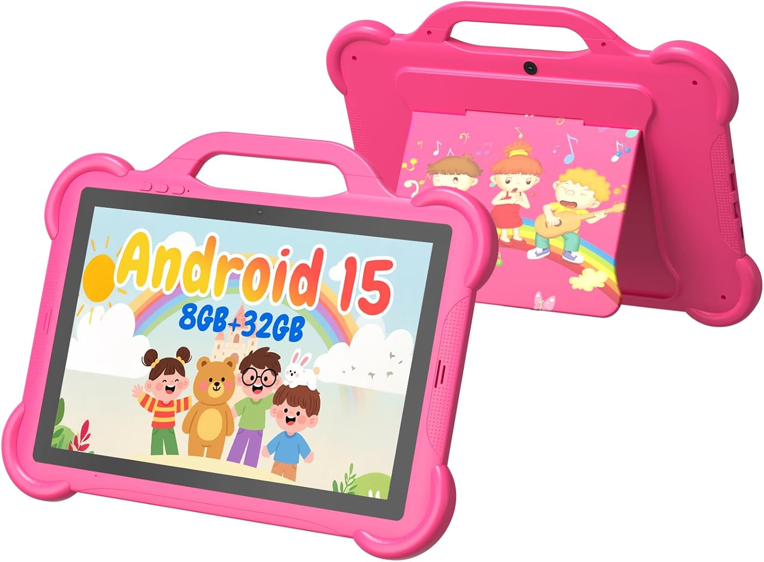 PEICHENG 10 Inch Kids Tablet RAM 8GB (4+4 Expands) ROM 64GB Android 13 Tablets for Kids, Parental Control, Kids Card with Case, Dual Camera 2+8MP, Screen(pink)