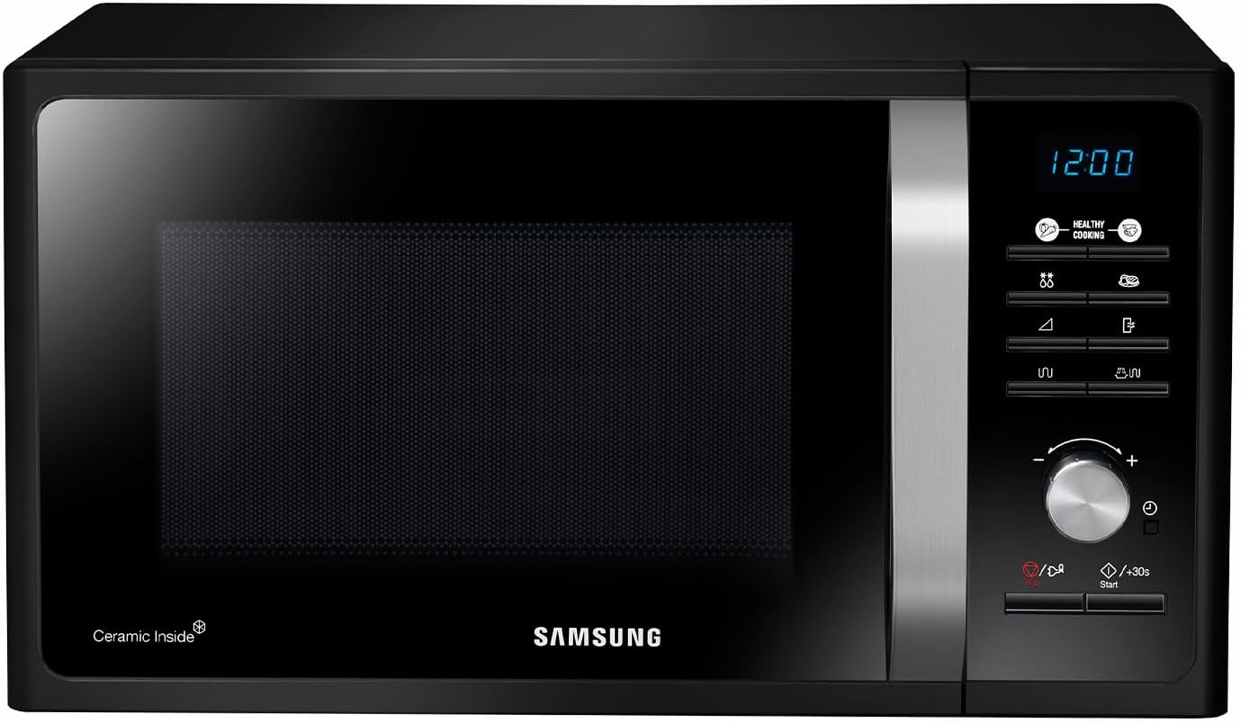 Samsung Da tavolo, Forno a Microonde Glass Design Cottura Ventilata HotBlast™ MC35R8088LC/ET, Vapore, Microonde + Grill 900 W + 2250 W, 53l x 40h x 48p cm, 35 L, Grafite(GRILL/23 Litri/Black)