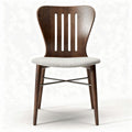 Sedia in legno scuro con seduta in tessuto grigio 45 x 45 x 85cm