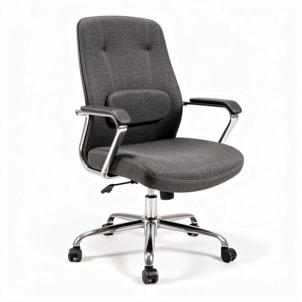 Sedia da ufficio ergonomica in tessuto grigio con supporto lombare 45 x 60 x 100cm