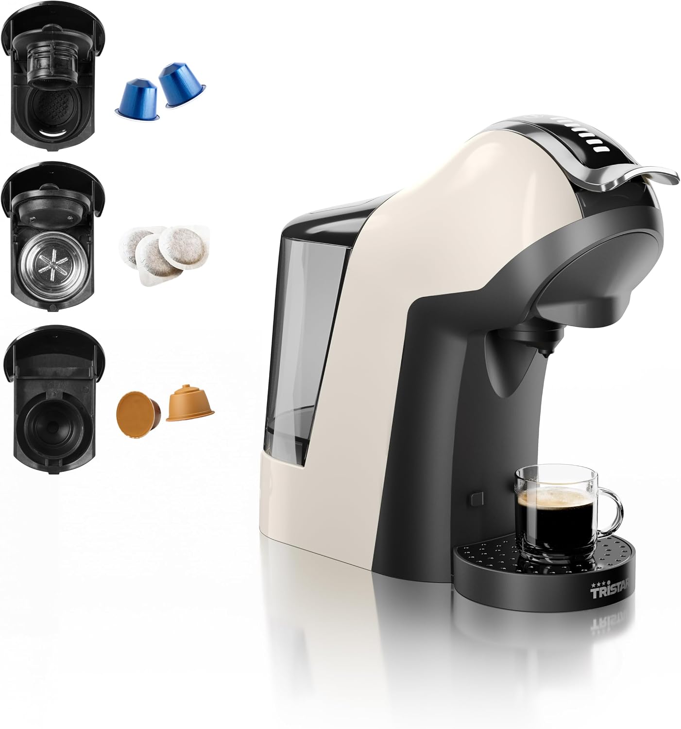Tristar Macchina caffè Multi-Capsula 3-in-1 – Compatibile con Capsule Nespresso®, Dolce Gusto®, Cialde ESE – 19 bar – Senza BPA – CM-2301