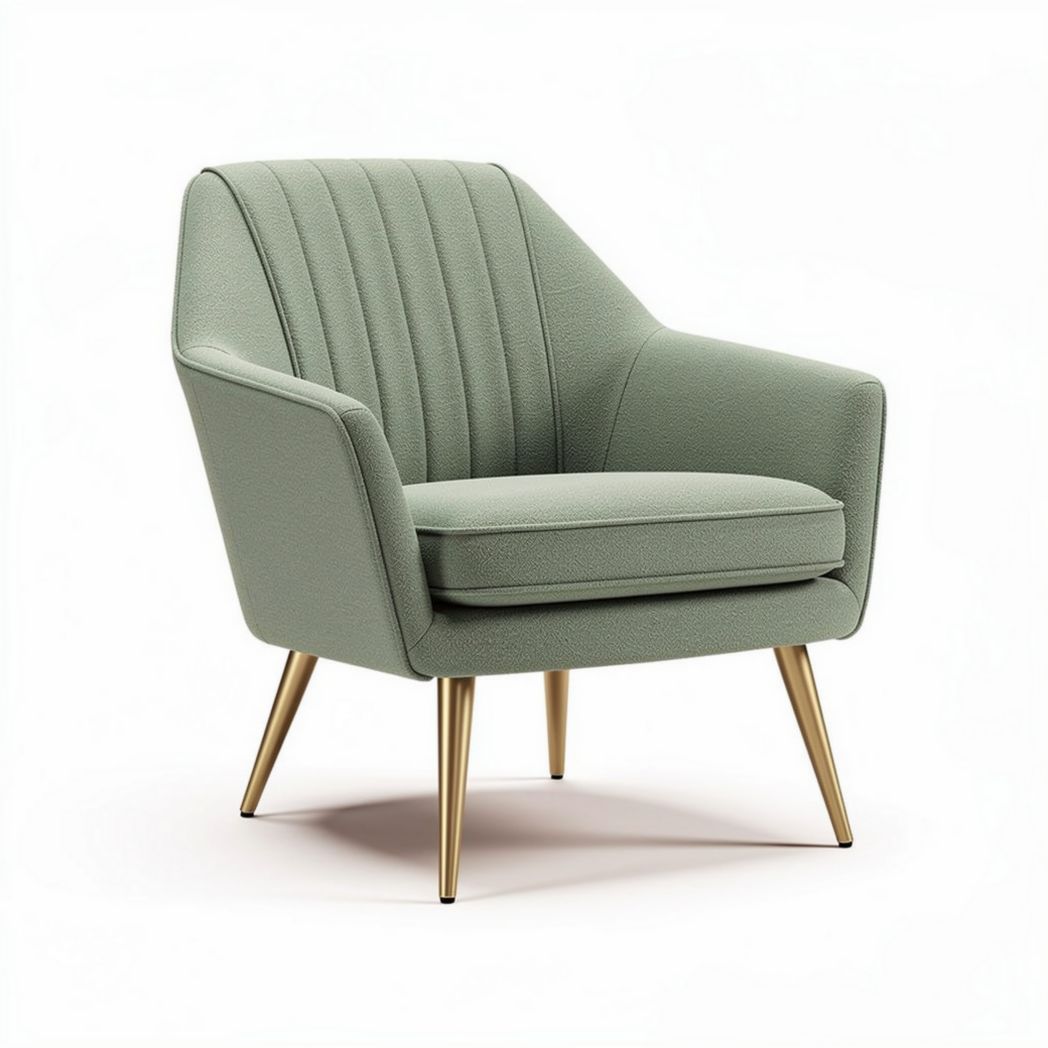 Poltrona in tessuto verde menta con struttura in metallo dorato dimensioni 80 x 75 x 85cm