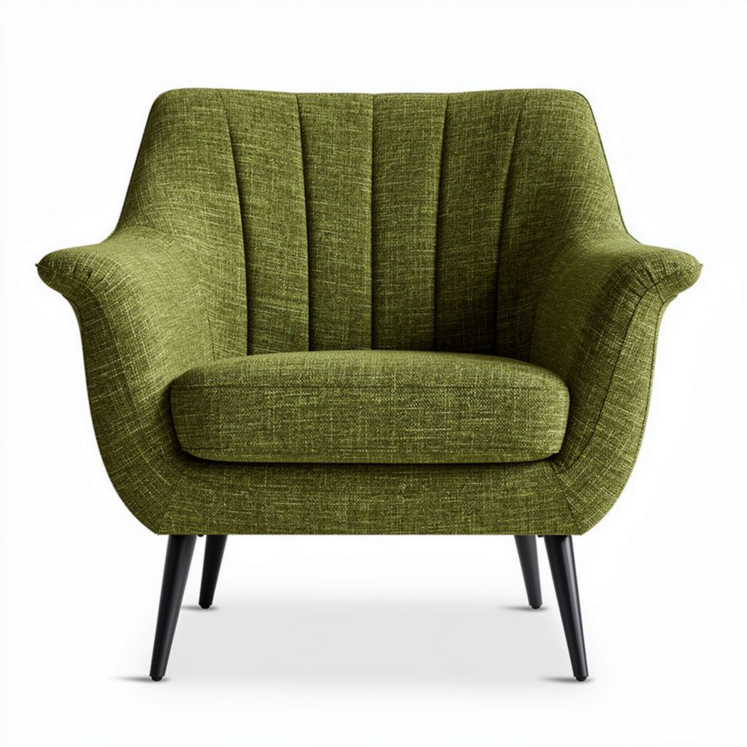 Poltrona in tessuto verde con gambe in metallo 75 x 80 x 80cm