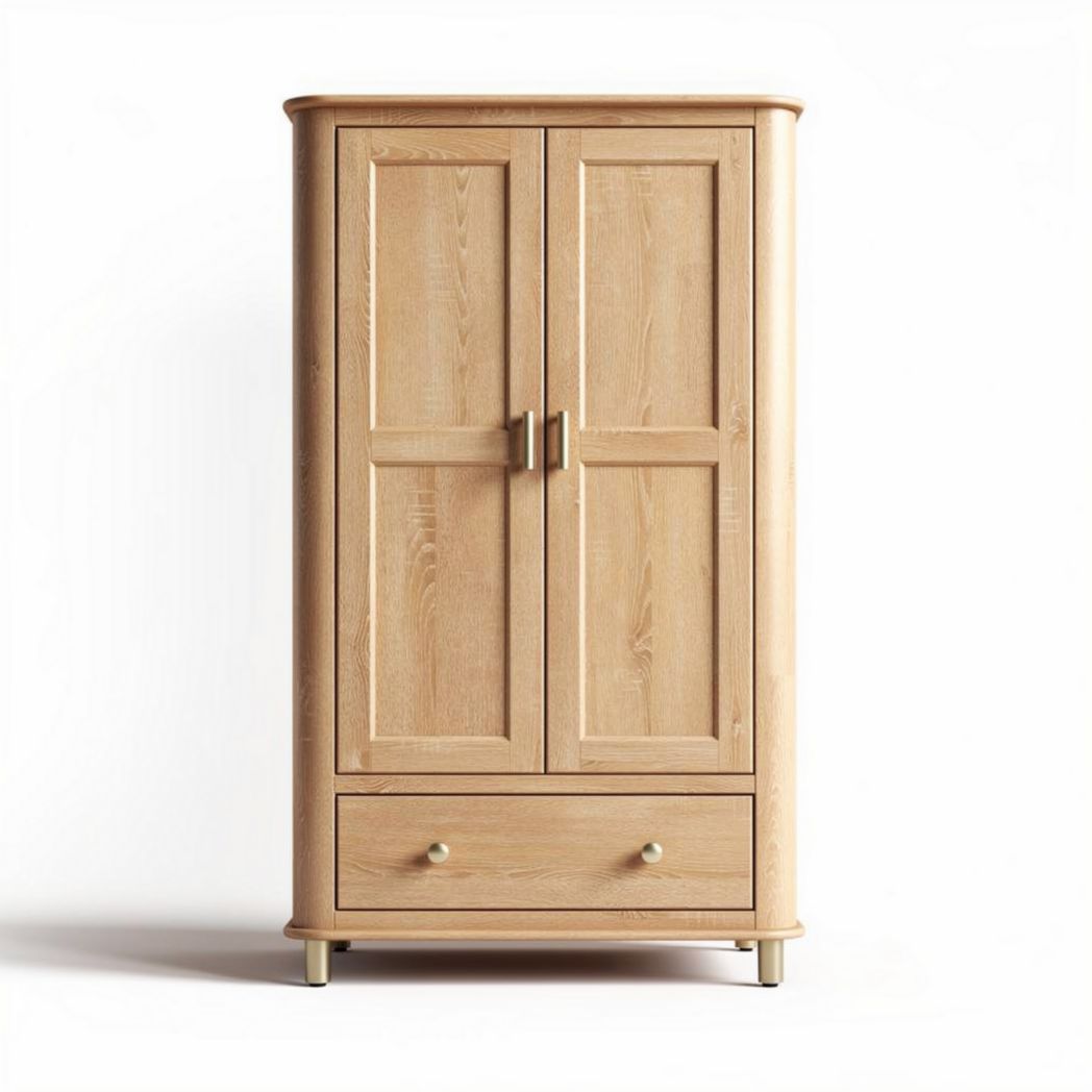 Armadio in legno di rovere con cassetto 150 x 80 x 45cm color naturale