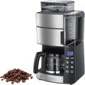 Russell Hobbs Macchina Caffé Americano con Macinacaffé Integrato - Timer digitale, Filtro per Estrazione e Aroma ottimali - Caraffa in Vetro; Max 10 tazze, 3 livelli di Macinatura, GrindBrew 25610-56(Moderno)