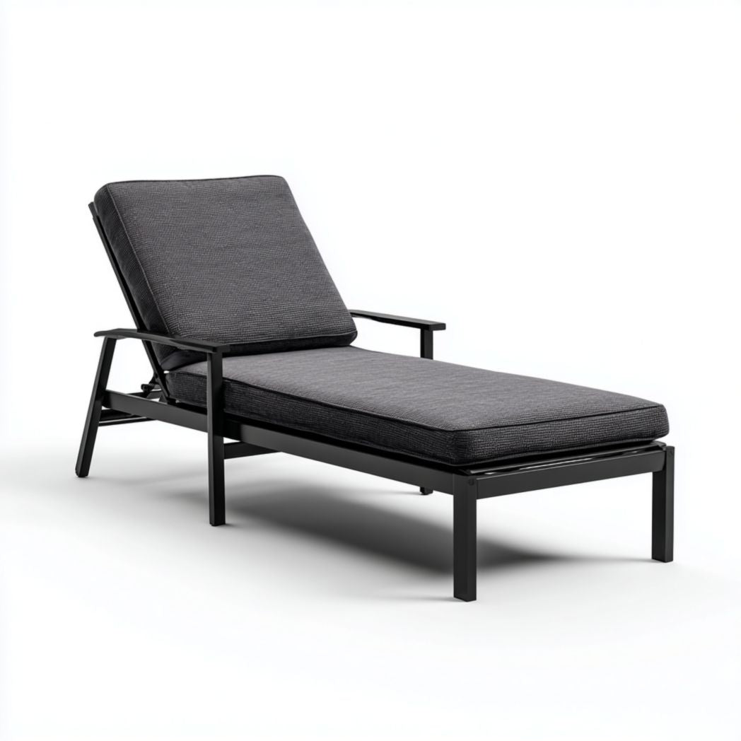 Sedia a sdraio in alluminio con cuscino colore beige dimensioni 180 x 65 x 30cm