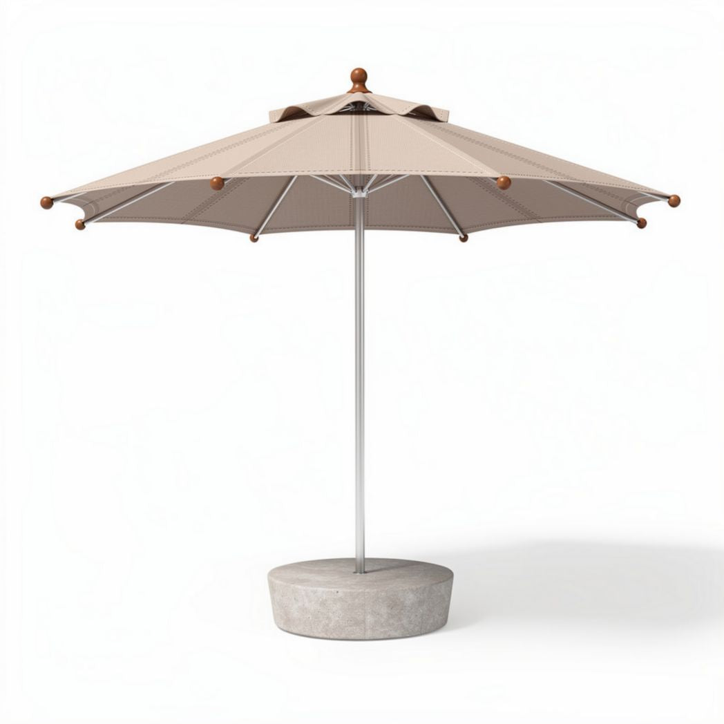 Ombrellone da giardino in alluminio beige con base in cemento dimensioni 250 x 250 x 250cm