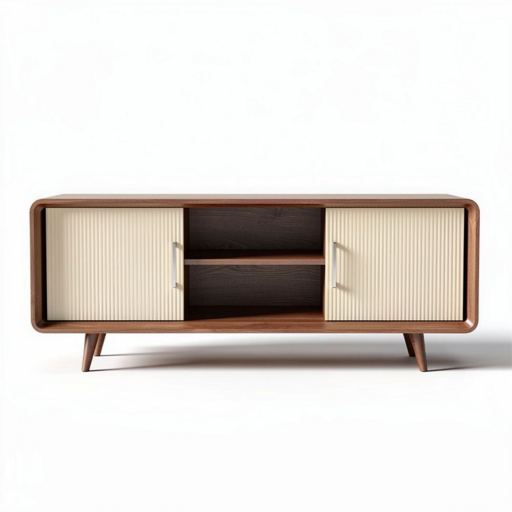 Mobiletto in legno con ante a ribaditura colore crema 120 x 45 x 50cm
