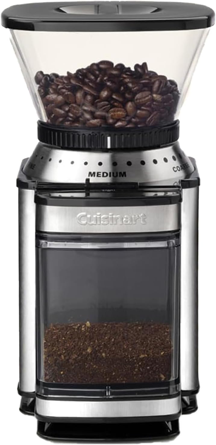Cuisinart Macinacaffè elettrico ed espresso a macine coniche | 35 impostazioni | Contenitore 225 g | Compatibile portafiltro | Selettore 1–14 tazze | Include misurino e spazzola(Fresa In Acciaio Inox)