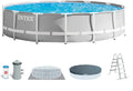 Intex 26702NP – Prism Frame Round Above Ground Swimming Pool, Filter Pump 1250 L/h, 4485 L, Steel and PVC, Grey, 305 x 76 cm(457x107 cm/With filter pump)