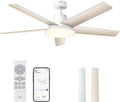 DREO Ventilatore Soffitto Intelligente con Luce, 132 cm, 12 Velocità, 3 Modalità Ventilatore, Tonalità Colore Continue, LED Regolabile, 12H Timer, Motore CC Silenzioso, Controllo Remoto/APP(Bianco)