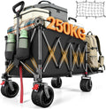 YEAUPE PRO XXXL Beach Trolley, Trolley with Large Wheels 360° Swivel, All Terrain with Elastic Mesh Included, Ideal for Outdoor and Beach Transport, 150-240L 150 kg, Charcoal Grey(Black Charcoal/200-300L)