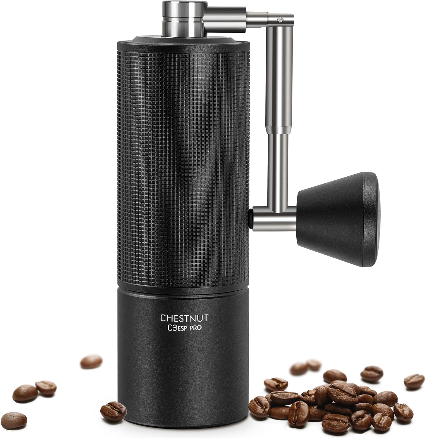 TIMEMORE Chestnut C3s PRO, macinacaffè manuale, aggiornamento del corpo interamente in metallo integrato, macinacaffè manuale con impugnatura pieghevole, per espresso e stampa francese, nero(C3 Esp Pro Black)