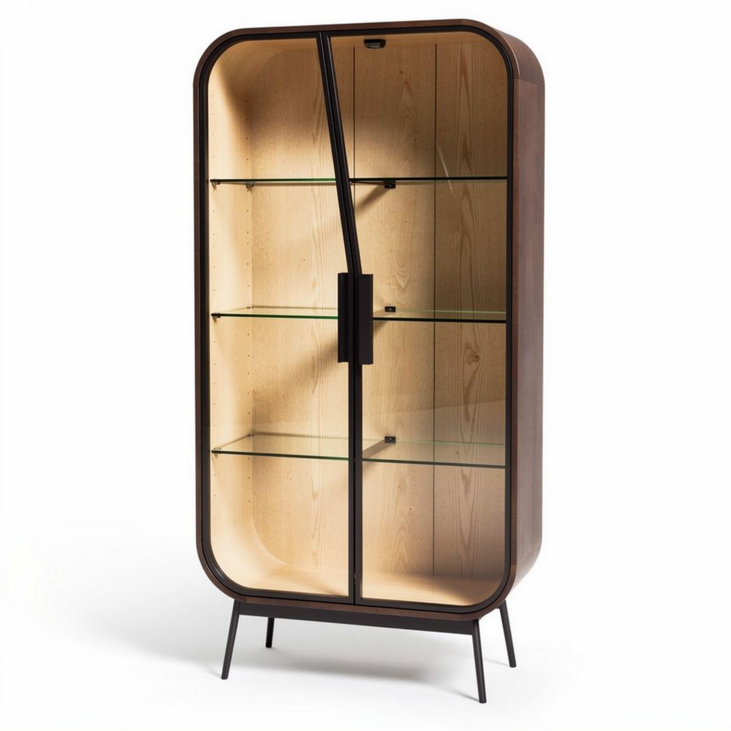 Vetrina in legno e vetro con ripiani regolabili dimensioni 75 x 40 x 150cm