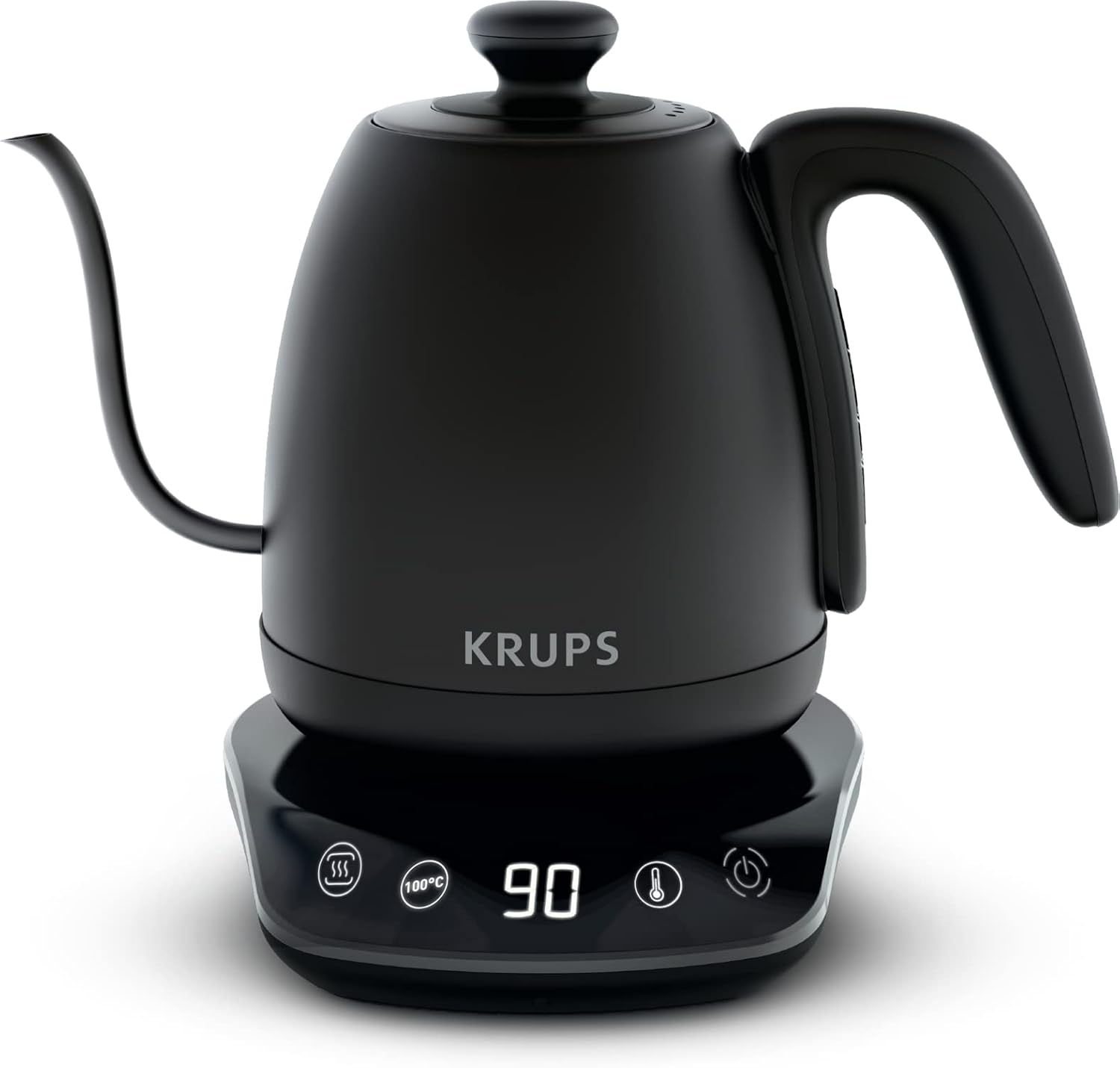 Krups Bollitore a collo di cigno, multiuso, Tè, Caffè, Infusione, 8 Temperature, Tenuta al caldo 30 min, Coperchio rimovibile, Caffè Control BW923810, Nero