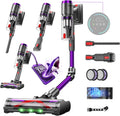 Circlio Aspirapolvere Senza Fili, 600W/58000Pa, Scopa Elettrica Senza Fili 75 Min, Aspirapolvere Senza Filo con LED Touchscreen, Autoportante Anti-Avvolgimento per Tappeti/Pavimenti/Peli Animali(Viola Chiaro)