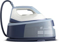Philips PerfectCare Compact Ferro da Stiro con Caldaia - 2400W, Colpo di Vapore 400g, Pressione 6,5 Bar, Tecnologia OptimalTEMP, Serbatoio 1,5 l, Bianco/Blu (GC7844/20)(Colpo Vapore 350g/Piastra Ceramica/1.4 L)