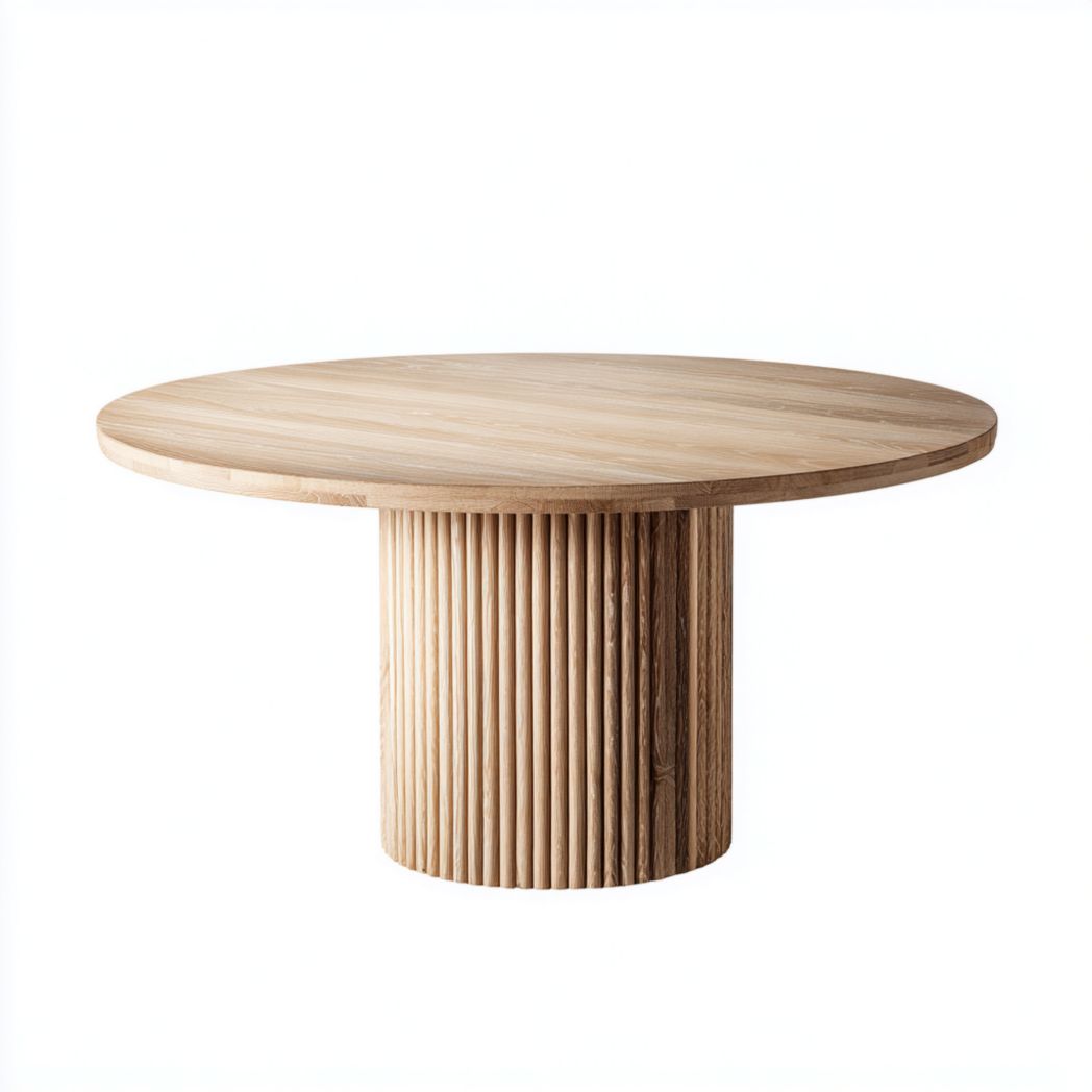 Tavolo rotondo in legno marrone con gambe in metallo misura 120 x 120 x 75cm
