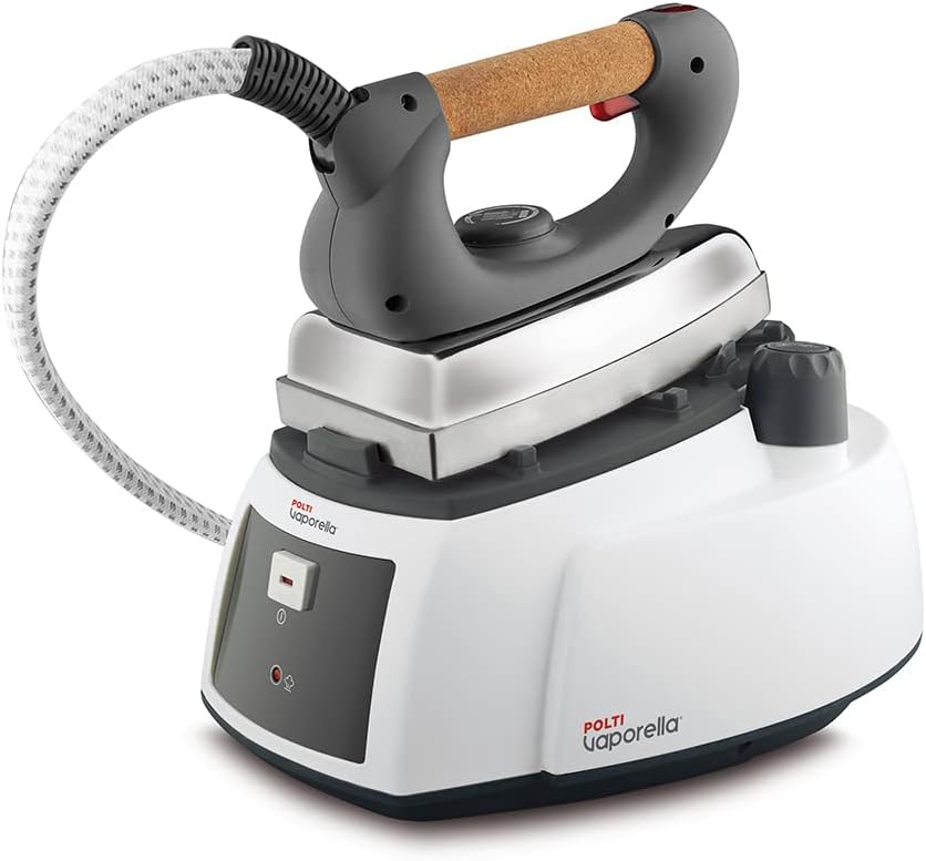 Polti Vaporella 535 Eco Pro, Ferro da Stiro a Vapore con Caldaia ad Alta Pressione da 4 Bar, Potenza 1750 W, Tappo di Sicurezza, Funzione Eco, Bianco e Verde(White And Grey/505 Pro)