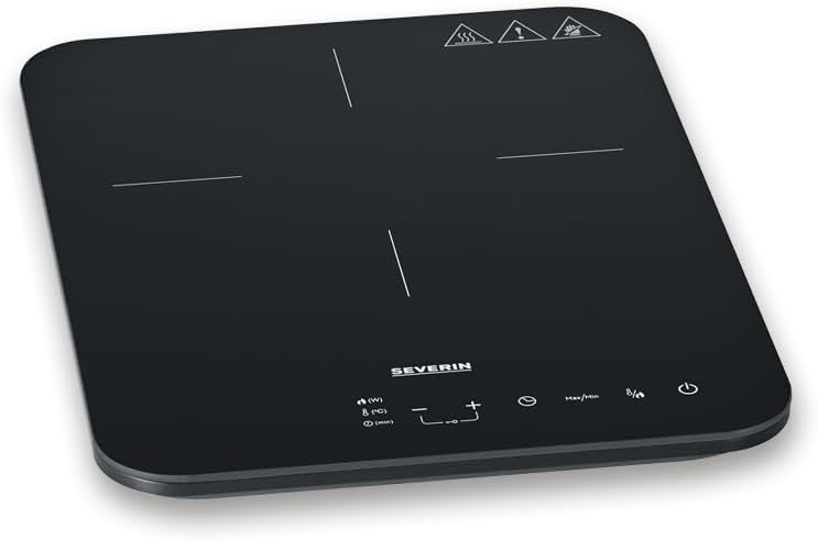 SEVERIN Piastra a Induzione Doppia, 2 Fornelli, Piano in Vetroceramica Antigraffio Finitura Opaca, 10 Livelli di Potenza, Touch Screen, Timer, Spegnimento Automatico, 3400 W, Nero - DK 1033(Superficie Antigraffio)