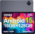 DOOGEE U11 Android 16 Tablet 11 Inch Gemini AI 16GB RAM +128GB ROM (2TB TF), 8580mAh Gaming Tablet Unisoc T7200 Octa-Core, Widevine L1+13MP+5MP, 2.4G+5G WLAN GMS/3.5mm Audio/OTG/GPS/Face ID