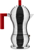 Alessi Pulcina MDL02/03RFM - Caffettiera per Espresso di Design in Fusione d'Alluminio e PA, 3 Tazze, Rosso(6 Tazze)