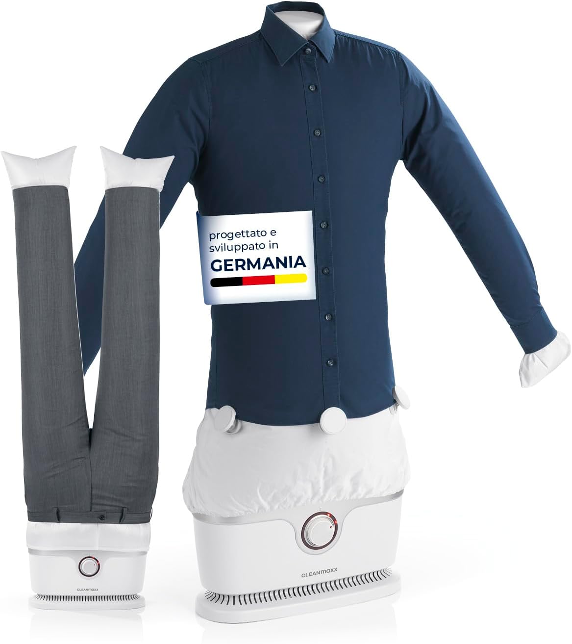 CLEANmaxx Ferro da stiro automatico per camicie PRO con attacco per pantaloni | Sostituisce ferro da stiro, vaporizzatore | Per camicie, camicette e pantaloni | Innovativo ed efficiente(Pro con attacco per pantaloni/Rosa)