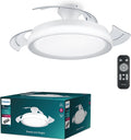 Philips Bliss Ventilatore a Soffitto con Pale Retrattili e Lampadina LED, 3 Pale, Pala Aperta 106 cm, 4.500 lm, Luce Bianca Tunabel 3.000-6.500 K, Regol. Fino a 5%, Telecom. Incl., Bianco Brillante(Non-Dimmable/51-106cm/White)
