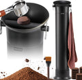 NEWTRY Secchiello fondi Caffe Commerciale, Knock Box per Espresso 19L Grande | per Fondo Caffe per Barista Caffetteria Bar con 30 sacchetti, asciugamani e spazzole per la pulizia