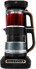 Karaca Caysever Robotea Pro 4 in 1 - Parlante Tisaniera Elettrica in Vetro con Funzione Caffè Filtro, 2,3 L, Teiera con Infusore e Bollitore Elettrico Temperatura Regolabile, 2500W - Rame Nero