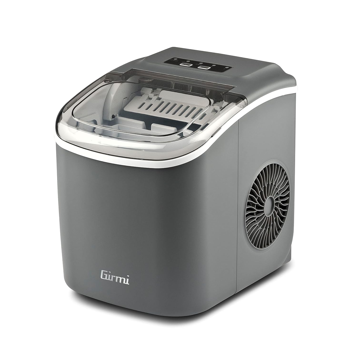 Girmi GH74 Fabbricatore di Ghiaccio,1100 cubetti x 24h, Spegnimento automatico, Accessori inclusi, Bianco(1,2 Litri)
