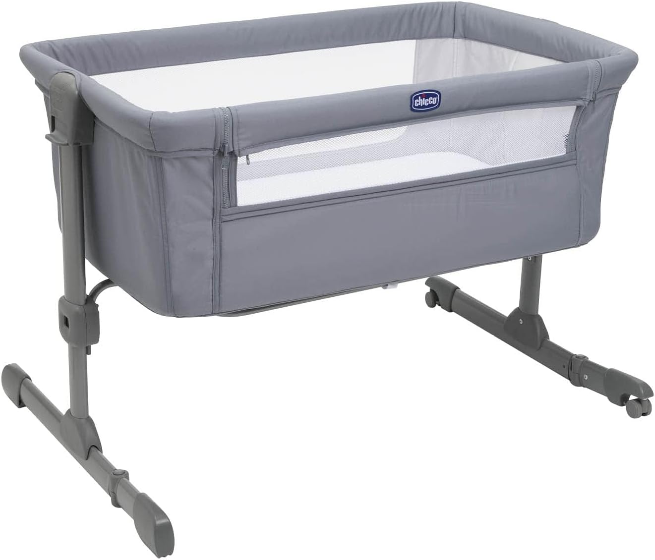 Chicco Next2Me Essential Culla Neonato Fianco Letto, Culla Co-Sleeping, Compatibile con Diversi Letti, Altezza Regolabile, Buona Circolazione dell'Aria, Materasso e Borsa inclusi, 0-6 Mesi, Grigio(Stone)