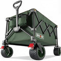 Overmont Folding Garden Trolley with Wheels – Beach Trolley for All Terrain – Load Capacity 150 kg 150 L for Festivals, Camping, Picnics, Sports, Shopping Black(Green)