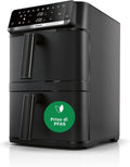 Bosch Friggitrice ad Aria Serie 6, XXL Doppio Cestello 12L, 2 Cestelli da 6L con Funzione SYNC, 6 Programmi Preimpostati, Rivestimento 100% Ceramica Non Tossico, Interno In Metallo, Nero, MAFD661B0