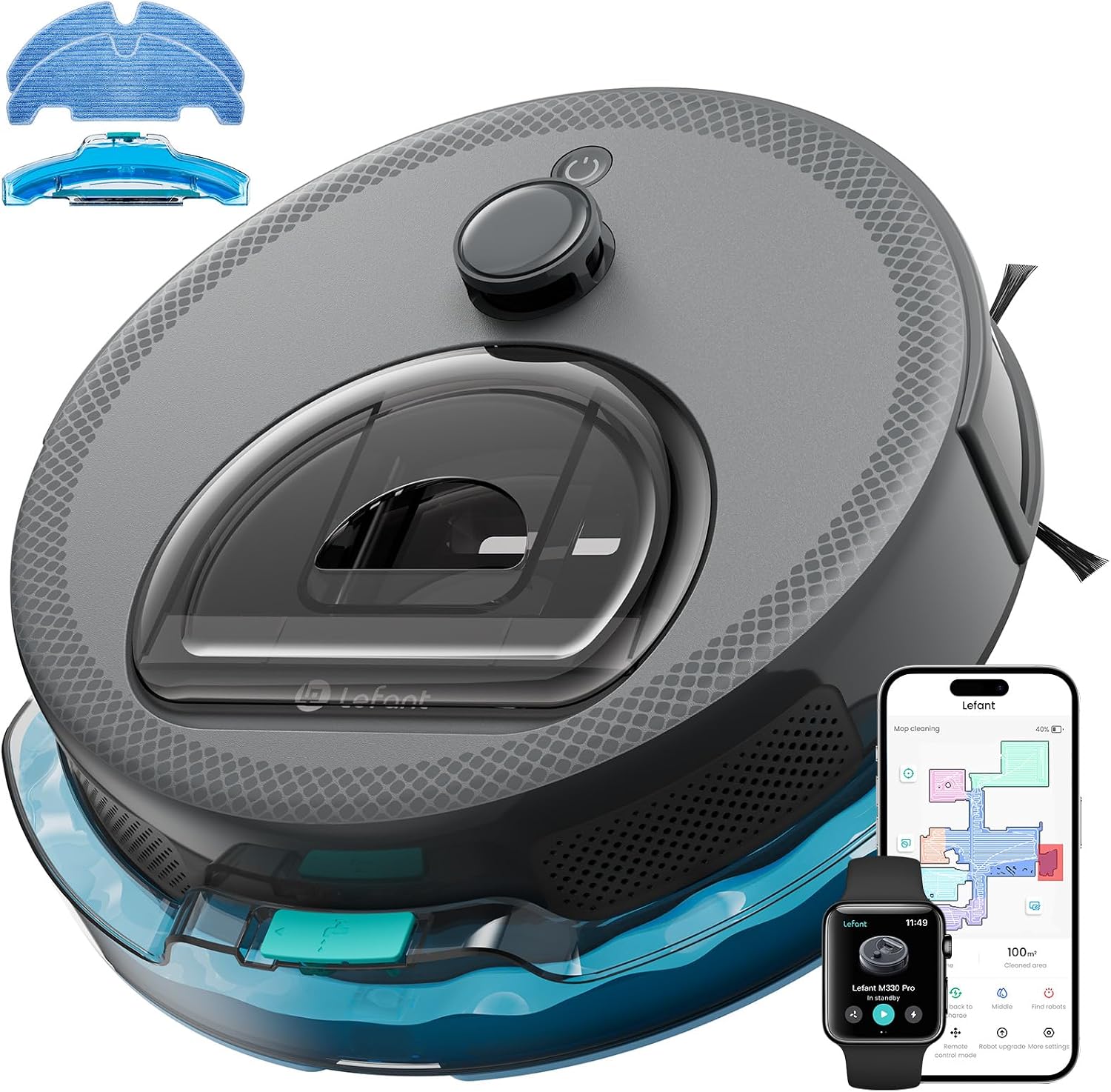 Lefant M210 Robot Aspirapolvere, 2200Pa Aspirazione, 120 Minuti, Ultra Sottile 7,8cm, Senza Grovigli, App/Alexa/Google, Potenziamento Tappeto Ideale per Animali Domestici, Pavimenti Duri e Moquette(Grigio Premium)