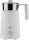 Alessi Plissé MDL13 W - Cappuccinatore Multifunzione ad Induzione, in Resina Termoplastica con Bricco in Acciaio Inossidabile, Spina Europea, 600 W, 35 cl, Bianco