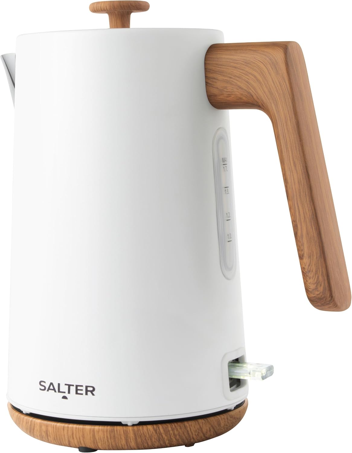 Salter Toronto Bollitore 1,7L - Ebollizione rapida da 3KW, base a 360°, filtro anticalcare, effetto legno eleganza, senza fili, sensore di surriscaldamento e auto-Spegnimento, indicatore livello acqua
