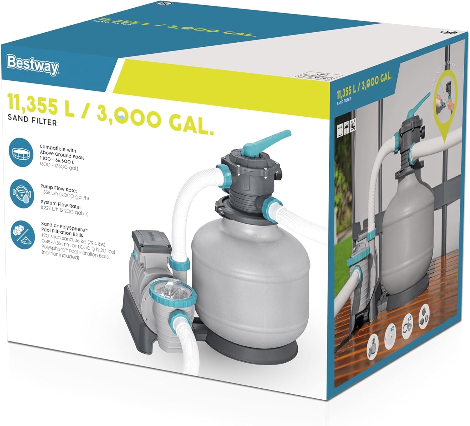 Bestway 58486-7 Sand Filter Pump for Swimming Pools 11,355 l/h