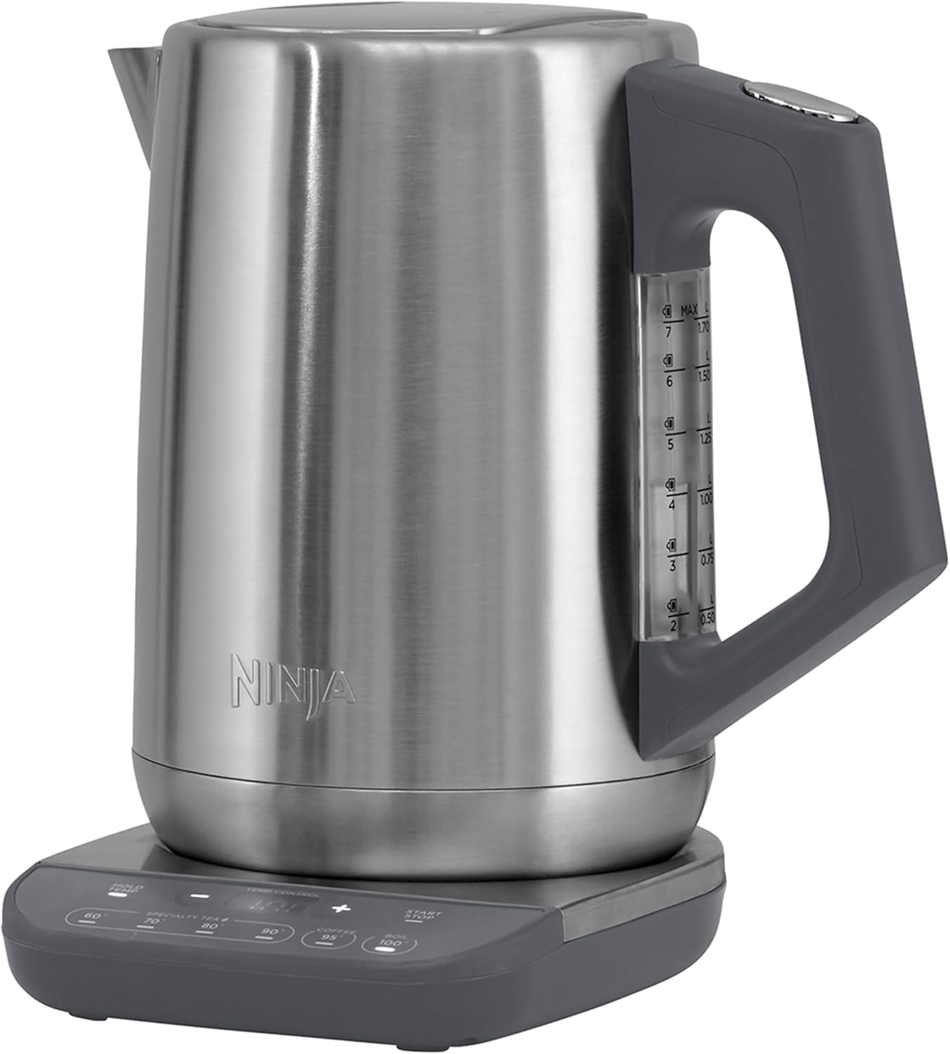 Ninja Bollitore Elettrico con Temperatura di Precisione, con Display LED,1,7L, con Controllo della Temperatura, Facile da Usare, Bollitura Rapida e Mantenimento della Temperatura, Acciaio KT201EU(Acciaio Inox)
