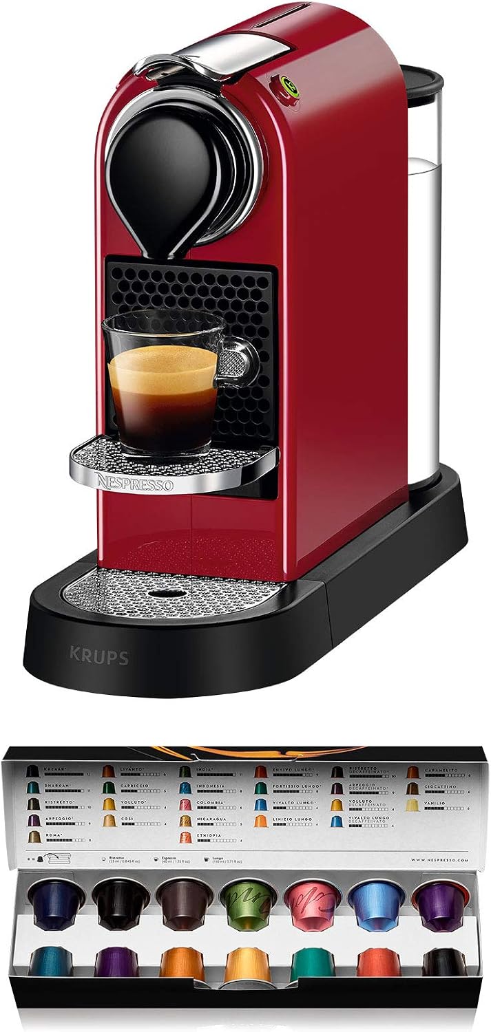 Nespresso Citiz XN741B, Macchina da caffè di Krups, Sistema Capsule Nespresso, Serbatoio acqua 1L, Colore Argento(Ciliegio)