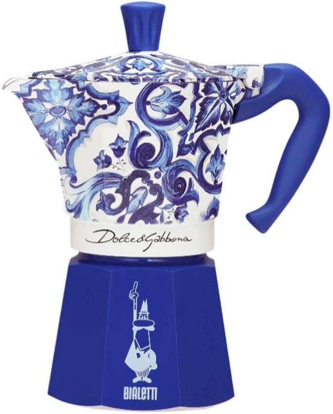Bialetti Dolce  Gabbana - Caffettiera Express Blue Mediterraneo per 6 tazze, a fuoco diretto (caffettiera, caffettiera espresso)
