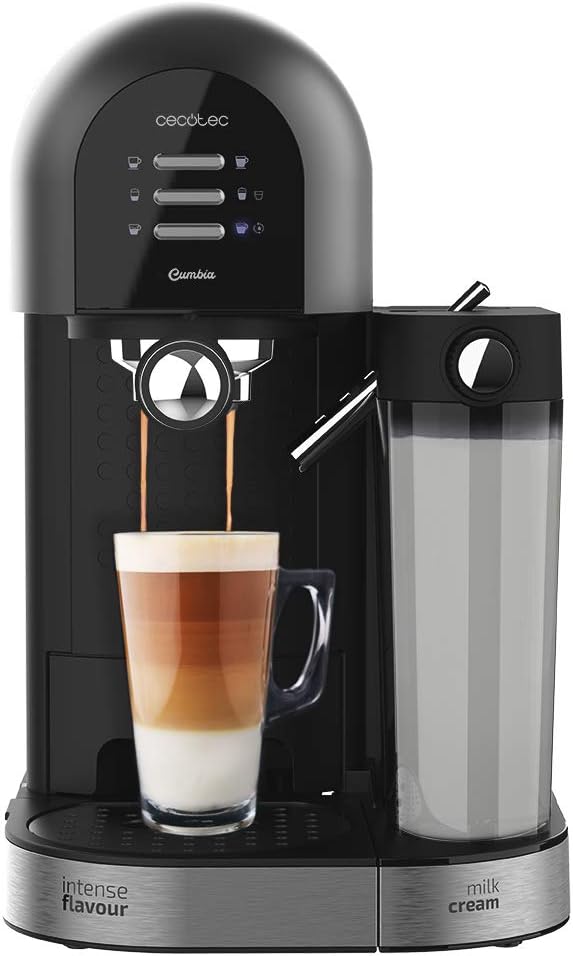 Cecotec Macchina da Caffè Semi automatica Instant-ccino 20 Chic Serie Bianca. per caffè macinato e capsule, 20 barrette, serbatoio per latte 0,7 ml, serbatoio per acqua 1,7 litri, 1470 W.(Serie Nera)