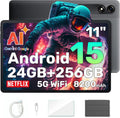Blackview 11 Inch Android 15 Gemini AI Tablet, 24 GB RAM + 256 GB ROM (2 TB TF) 8200 mAh/1920 * 1200 FHD IPS Widevide L1/Mode PC/Face ID/Octa-Core Tablet with Cover(Gray)