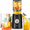 LINKChef Estrattore di succo per frutta e verdura, apertura 115 mm, 1,2 L, 200 W, slow juicer machine per frutta e verdura intere, senza BPA, facile da smontare e pulire, ricette incluse(Nero Tecnologico)