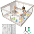 Cafolatt Box Bambini, 120x120cm Box Neonato adatto Per Appartamenti, Recinto Bambini Con Tappeto 120cm Materassino, 2 Maniglie