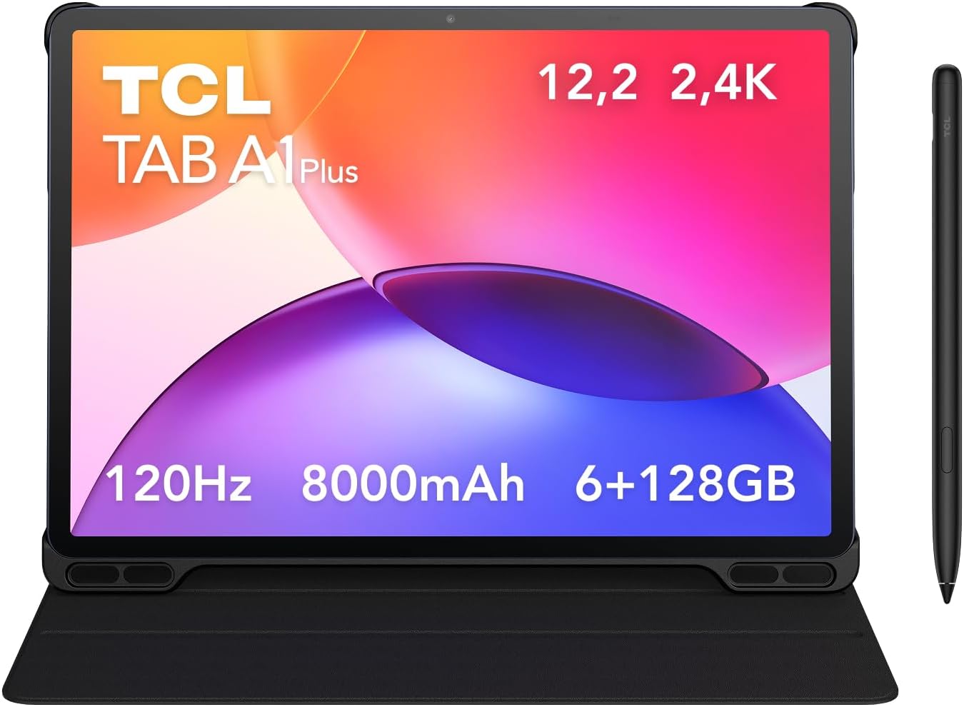 TCL TAB A1 Plus, 6GB+128GB, 2.4K Immersive Display, 12.2 @ 120Hz, Advanced 4nm Processor, Slim Metal Body, Google Gemini, AI Toolbox, Intuitive UI(TCL Tab A1 Plus with Flip Case + T-Pen)