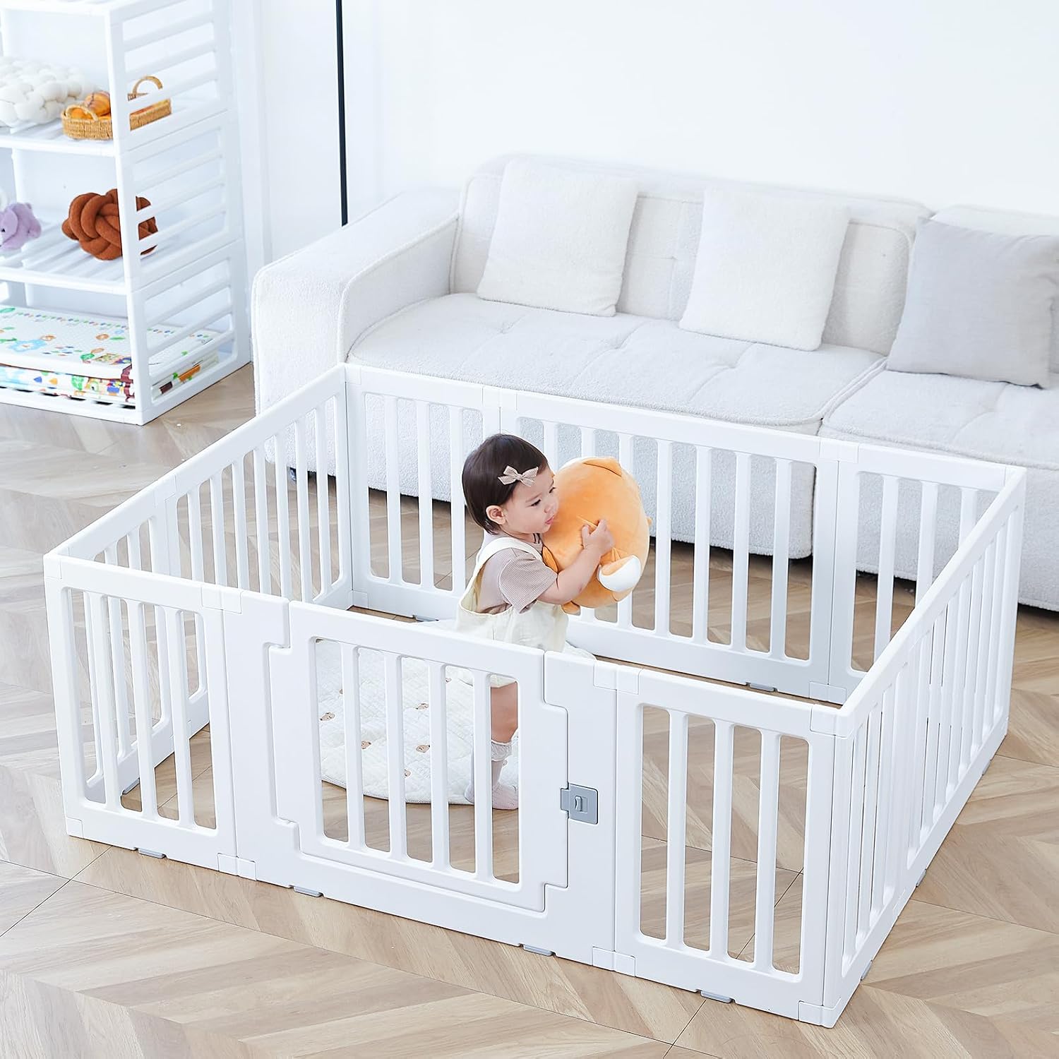 Gupamiga Box per Bambini Pieghevole Recinto per Bambini Sicurezza Barriera Giochi Protezione 150 x 180 cm(Bianco)