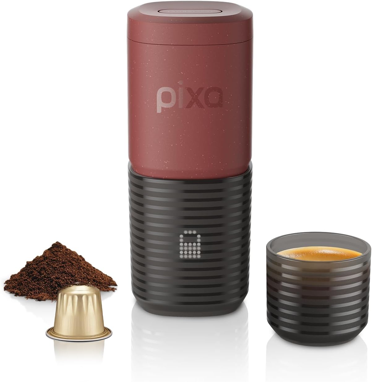 WACACO Macchina da caffè elettrica e portatile, con 4 tipi di caffè e riscaldamento rapido, batteria da 3 x 3000 mAh, macchina da caffè portatile da 20 bar per caffè macinato e capsule NS (rosso