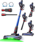 VersLife Z8 Aspirapolvere Senza Fili 40KPa, Scopa Elettrica Leggera con Filtro HEPA, Luce LED Verde, Autonomia 45 Min, Design Autoportante, per Pavimenti Duri, Tappeti e Peli di Animali