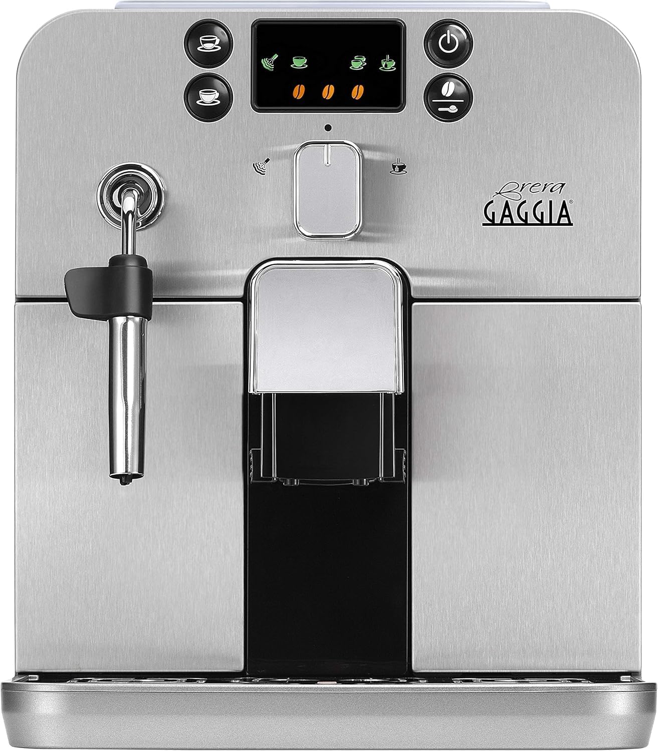 Gaggia RI9305/01 Brera - Macchina da Caffè Automatica per Espresso e Cappuccino, Caffè in Grani o Macinato, 1400W,100% Made in Italy, Argento (Browny Silver)(Argento (Browny Silver)/Solo Macchina)